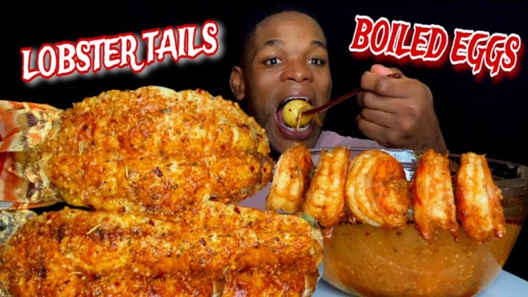 JUICY LOBSTER TAILS SEAFOOD BOIL MUKBANG | BOILED EGGS MUKBANG | HUGE SEAFOOD BOIL MUKBANG