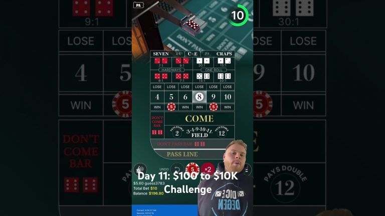 $100 to $10K Challenge – Day 11 #crapstable #gambling #casino #challenge #learnmore