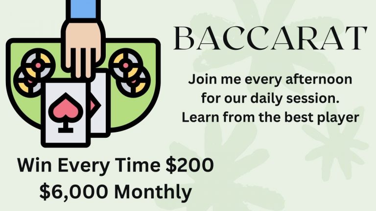 Baccarat Todays Goal is $200 Join me every day in the afternoon WIN $200 a day!