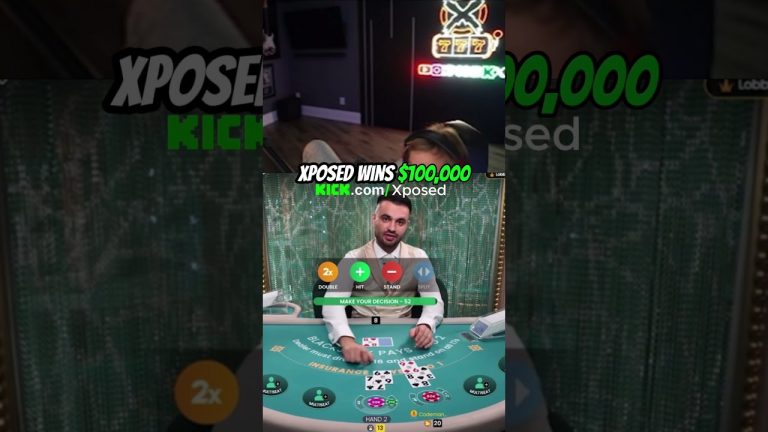 DOUBLE DOWN LEADS TO $100,000 BLACKJACK WIN #lasvegas #gambling #blackjack #xposed